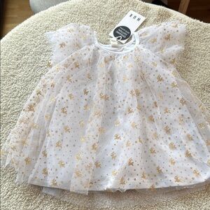 Hux baby White and Gold Starry Tulle Dress new with tags never worn